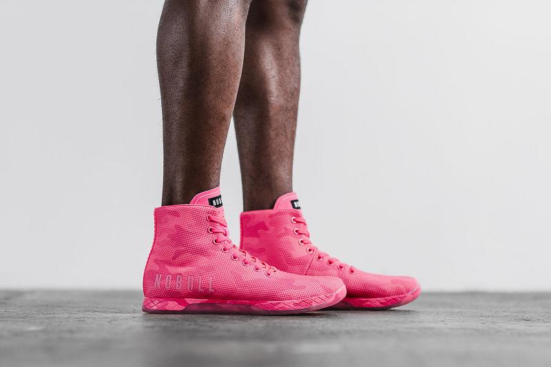 Pink Nobull High-Top Neon Pink Camo Men's Trainers | CA C1484T